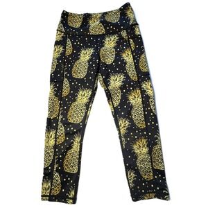 Constantly Varied Gear CVG Gold Pineapples Capri Leggings‎ Womens XS Fineapples
